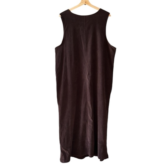 Westbound Sz 1X Chocolate Brown Faux Suede Jumper Maxi Dress - Picture 7 of 7